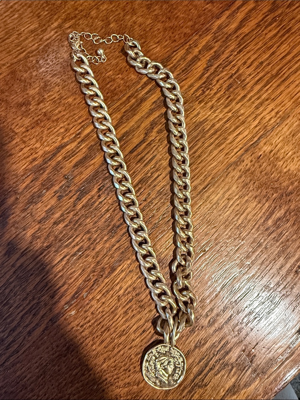 Gold-Tone Coin Pendant Chain Necklace